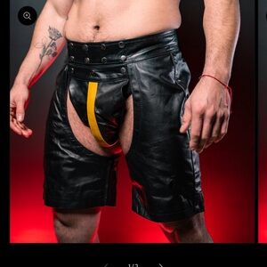Black and Orange Leather Chaps